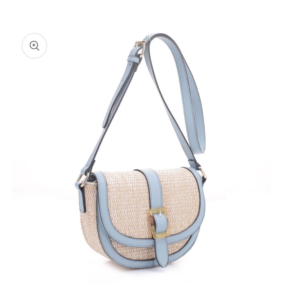 Izzy & Ali Small Natural Rattan and Light Blue Crossbody Bag OS - Picture 2 of 12